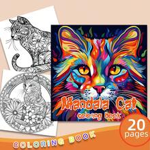 Libro para colorear de adultos con diseños de gatos mandalas - 20 páginas gruesas con diseños felinos intrincados, ideal para la creatividad y la relajación, gran regalo para amantes de los gatos - 1 pieza (7.87*7.87 pulgadas) Material principal: Papel - Una pieza - Ver 11
