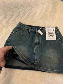 American Retro Denim Skirt For Women, Summer Commute Slim-Fit Hot Girl Versatile A-Line Bodycon Mini Skirt - 藍色 - 查看 3