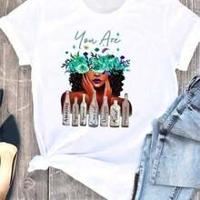 COOL SUMMER Women's Cartoon Fish Print T-Shirt, Soft Cotton, Short Sleeve, Vintage Style, Unisex, Loose Fit, Cotton, Round Neck, Casual Street Style, Blouses For Women, Women's T-Shirts, Casual Blouses For Ladies. - 白色 14 - 查看 9