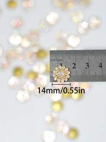 20/50/80/120pcs Set Rhinestone Beads, Fashionable White AB Color Rhinestone Decorative Beads, Suitable For Crafts Making - 14mm White AB Colored Diamond - View 8