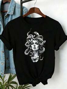 ¡Novedad! Blusa de manga corta para mujer, diseño liso, ideal para estar en casa o para uso casual. Oferta por tiempo limitado. Preciosa blusa, cómoda y de largo regular. Lavable a máquina. - Multicolor - Ver 6