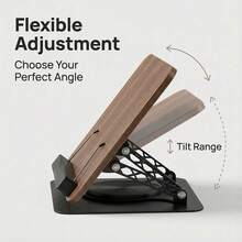 Luminpool Wooden Book Stand For Reading, Adjustable Book Holder With 360° Rotating Base & Elastic Page Clips, Foldable Book Display Stand - A - View 7