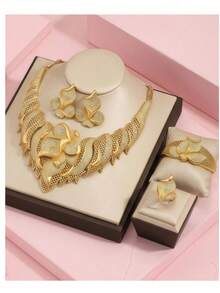 Bộ trang sức quà tặng cho mẹ, mạ vàng 18K, trang sức Dubai, bộ quà tặng trang sức mạ vàng thanh lịch dành cho mẹ, bộ sưu tập dây chuyền trang sức nữ, bông tai vàng đính đá lấp lánh kiểu Brazil, dù bạn đang muốn chúc mừng mẹ nhân dịp đặc biệt nào. - Vàng - Xem 10