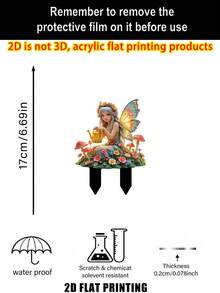 2D Plano, 1 peça Decoração de Jardim Acrílica com Fada e Floral - Decoração de Conto de Fadas/Exterior com Inserto de Vaso de Flores, Fácil de Instalar no Quintal, Varanda ou Plantador de Caixa de Janela - Acento de Jardim de Fadas Mágico, Adequado para Vasos e Pequenos Espaços, Presente Ideal para Amigos, Decoração de Jardim, Decoração de Gramado, Decoração Externa, Jardinagem de Cerca, Suporte de Flores, Decoração de Estaca de Madeira de Jardim, Decoração Suspensa de Verão, Casa, Decoração de Feriados, Decoração Bonita de Casa - Colorido - Visão 3