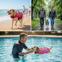 Metglad Dog Life Jacket, High Buoyancy & High Reflectivity Pet Swimming Suit, Thick Rescue Handle & Metal D-Ring For All-Round Water Activity Protection, Adjustable Size Suitable For Small, Medium & Large Dogs - Hot Pink - View 5