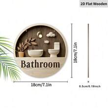 1/3pcs Wooden Bathroom Sign, Wall Mounted, Boho, For Bathroom Restroom Door, Neutral Tone Farmhouse Design, Wall Decor - Wooden Bathroom Ornaments - View 10