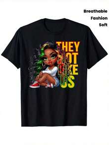 Camiseta de mujer moderna, informal, para fiestas y para estar en casa, 100% algodón, corte holgado. . De corte holgado. TheyAreNotLikeUsAfricaTShirtVibrantColorfulGraphicPrintCrewneck,BreathableSummerComfort,CulturalPrideArtOfExpression,UnisexCasualShortSleeveTee-VintageStreetStyleUnisexLooseCottonShortSleeveCrewNeckT-Shirtblusasparadamacasuales - Negro - Ver 7