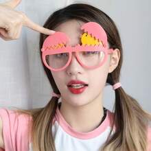 Cute Animal-Themed Party Glasses With Stylish Chicken-Shaped Frames - Fun Costume Props For Birthdays And Parties - Durable Plastic Design, Festive Glasses - Hai chú gà con (một cặp gà con màu hồng + một cặp gà con màu trắng) - Xem 2