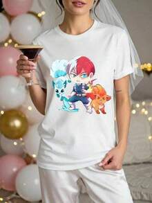 New 2026  Todoroki Loves Short Sleeve T-Shirt Ladies Printed Shirts Ladies Tops And Printed Short-Sleeve Shirts Vintage Graphic, Japanese Anime Print T-Shirt, Valentine's Day Gift, K Style Print, Young Male Singer Print, Graphic T-Shirt For Women, Fashion T-Shirt For Men - 白色 - 查看 7