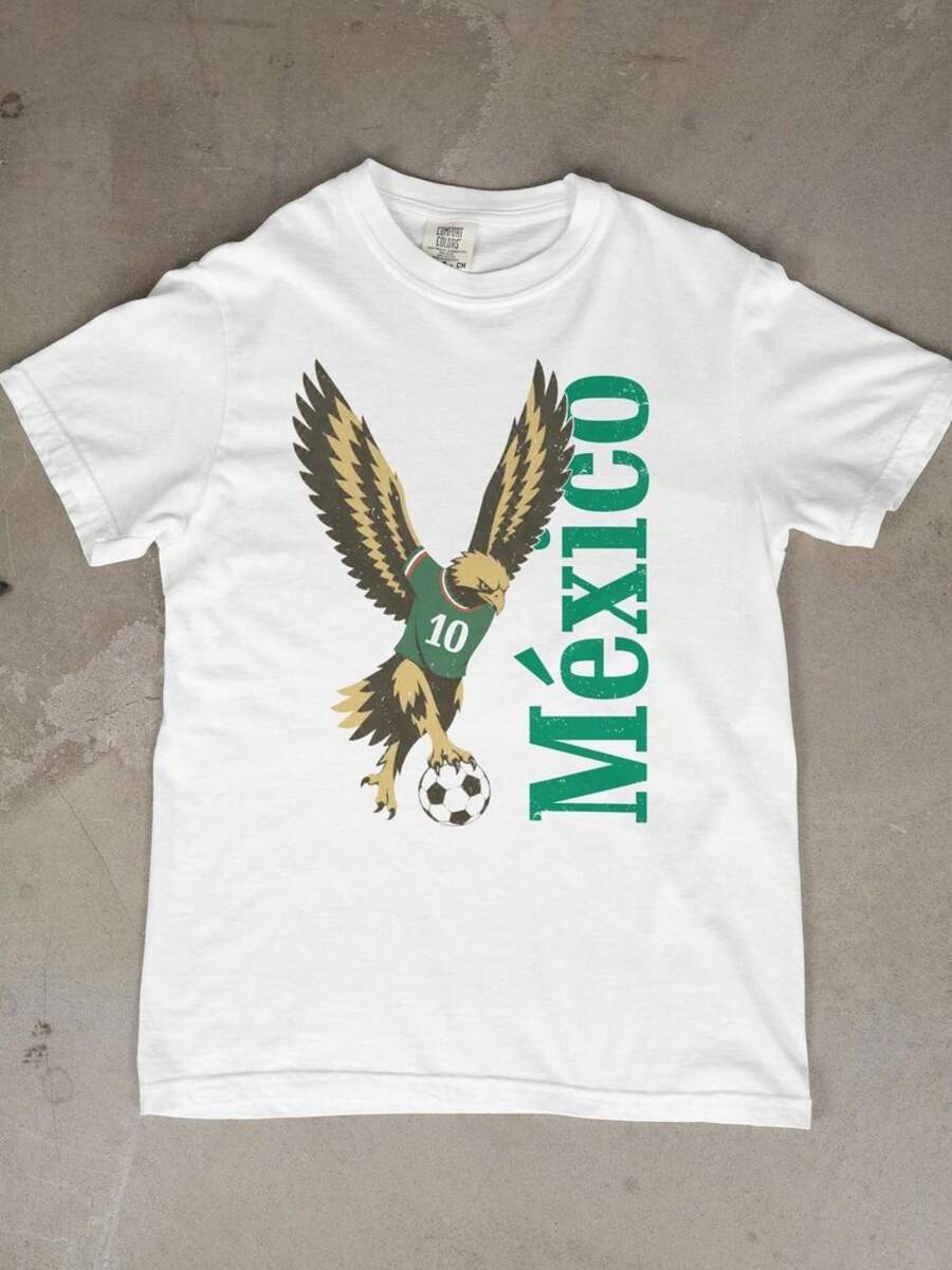 Camiseta de fútbol vintage del Águila de México, camiseta del club de fútbol El Tri, camiseta de la Copa Mundial de México, camiseta gráfica de fútbol mexicano - Negro - Ver 1