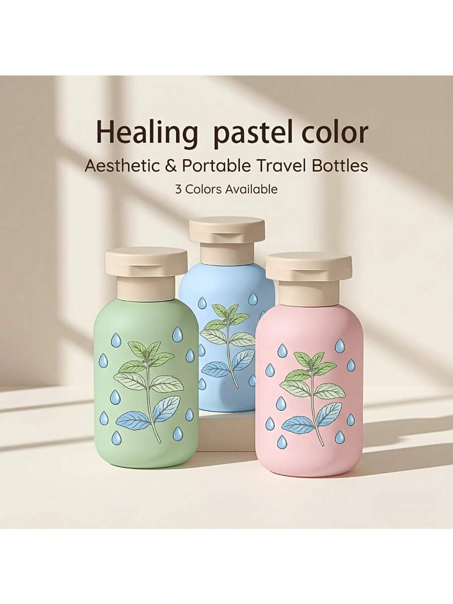 Refillable Travel Squeeze Bottle Made Of PE Plastic, With Soft Flocked Surface And Hand-Painted Mint Pattern, Leak-Proof Flip Cap, Compact Portable Container Suitable For Shampoo, Lotion, Body Wash And Daily Toiletries - Berbagai spesifikasi - View 1