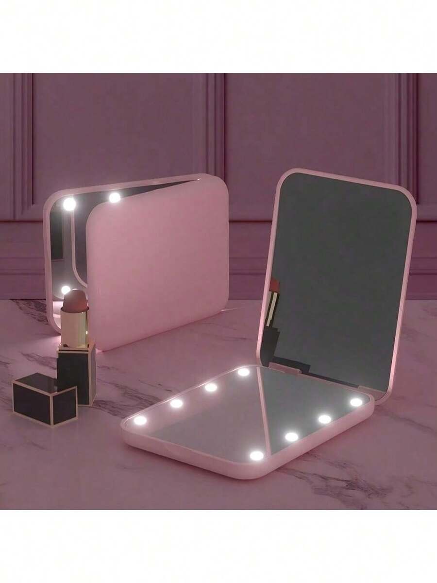 1pc LED Makeup Mirror, Portable Mini Lighted Makeup Mirror, Travel Makeup Mirror, Suitable For Travel, Handbag, Home And Hotel Use Makeup Tool; Perfect Birthday, Christmas And Valentine's Day Gift For Women, Teenagers And Girls