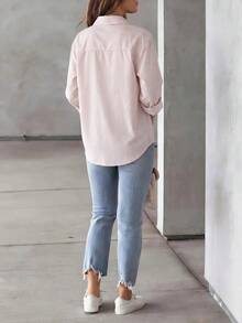 Nueva llegada Cárdigan superior con estampado floral y de rayas de otoño, camisa de manga larga de moda casual para mujer en primavera - Verde Oscuro - Ver 2