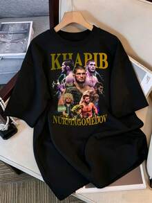 2026 T-Shirt, Khabib Nurmagomedov Retro Graphic T-Shirt, MMA Fighter Oversized T-Shirt, Black Cotton Casual Top, Retro K-Pop Idol Bootleg Style Oversized T-Shirt, Vintage Graphic Print T-Shirt, Short Sleeve Casual Top, K-Pop Fan Merchandise, Black Streetwear Fan T-Shirt, Vintage K-Pop Star Graphic T-Shirt, Retro Letter Print Short Sleeve Oversized T-Shirt, Black Crew Neck Casual Top, Streetwear Style Idol Fan Gift, Comfortable Loose Fit Cotton Blend T-Shirt For Women And Men. - Black - View 6