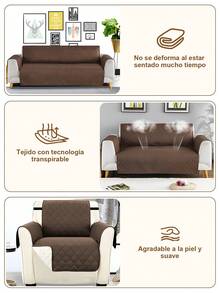 Reversible Protective Cover For Single/Double/Triple Sofas - Stain-Resistant, Moisture-Resistant, Pet-Scratch Resistant. Washable Fabric, Easy To Change. Durable Family Design. Available In Multiple Colors. - Brown - View 6