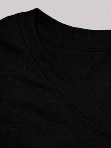 Women's Graphic T-Shirt "Chicago 23 USA" - Black, Crew Neck, Short Sleeve, With "Chicago" And "USA" Print, Spring/Summer Top, Casual Wear | Graphic Print T-Shirt | Short Sleeve Shirt Y2k T-Shirt Shirt - 黑色 - 查看 3