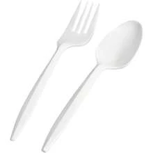 1000-Count Medium Weight White Plastic Cutlery Set, Disposable Teaspoons & Forks Combo Pack For Catering Events Parties Weddings & Food Service, Bulk Single-Use Tableware For Home & Commercial Use - White + 1000 - View 5
