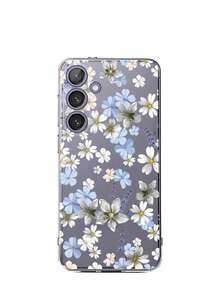1 Piece Fashionable Blue Flower Design Soft Phone Case, Compatible With IPhone, Honor, , Galaxy A04e/12/A13/A14/A34/A50/A52/A53/A54/S21/S22/S23/S24/S25/S25Ultra, 6A/7A/8A, 12T/13T, Waterproof, Shockproof, Dropproof, Scratch-Resistant, International Version, Not The Domestic Version - 透明 4 - 查看 6