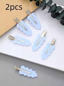 Leaf-Shaped Basic Practical Haircut Makeup Seamless Bangs Clip, Hair Clip, Alligator Clip, Broken Hair Clip, Hair Accessory - Blue - View 9
