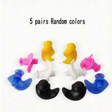5 Pairs Of Silicone Earplugs, Suitable For Swimming And Water Sports 1 Pair In Each Color - A - View 4