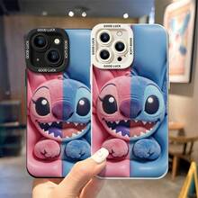 Disney Lilo & Stitch Phone Case, Angel & Stitch Split Protective Cover. Compatible With IPhone 17, 16, 15, 14, 13, 12, 11 Pro Series And Galaxy S22, S23, S24, S25 Models, Featuring A Plush-Style Split Design With Pink Angel And Blue Stitch Against A Gradient Background, Perfect For Fans Of Both Aliens, Ideal For Birthdays, Holidays, Anniversaries, Graduation Gifts, Or Any Special Occasion To Surprise Family, Friends, Classmates, And Loved Ones. - White - View 4