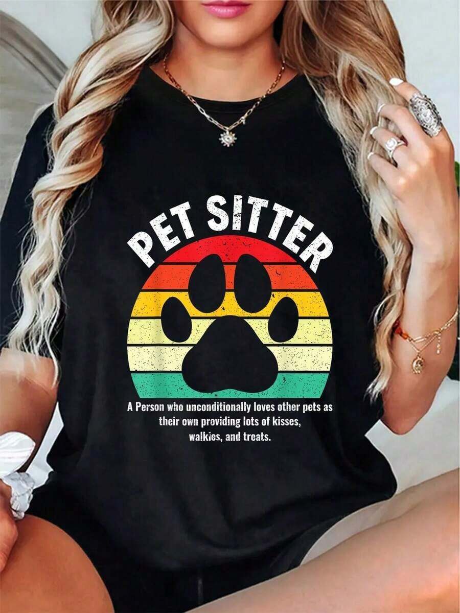Camiseta 100% Algodón con Divertida Definición de Mascota Sentada - Negro - Ver 1