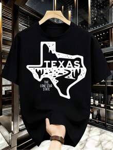 Texas Pride Lone Star T-Shirt For Men And Women, Short Sleeve Black Graphic Tees, Limited Edition, Stylish Summer Clothing For Casual Everyday Wear, Spring And Summer Clothes, Modern, Printed. A Short-Sleeved T-Shirt Suitable For Home, Everyday Wear, Parties, And Travel; Perfect As A Gift For Friends Or Family. - 黑色 - 查看 1