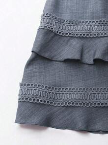 Vestido de verano de unicolor con ribete de encaje para mujer - Lavado ligero - Ver 5