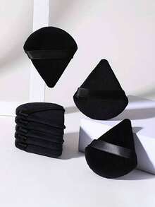 50-Piece Triangular Velvet Powder Puff, Facial Loose Powder Puff, Reusable Powder Puff, Face And Eye Makeup Puff, Soft Foundation Puff, Foundation Dry Powder Makeup Tool,Room Decor, Dressing Table, Travel, Bedroom, Makeup Accessories, Powder Puff - Black - View 3