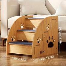 IKCAIYU  Large Size Pet Stairs For Bed/Couch Non-Slip 3 To 5 Step Dog Steps Made Of Sturdy Plywood, With Thickened Safety Rails And Ramp Design, 15" Height For Small/Medium Dogs, Cats And Senior Pets, Pet Stairs/Dog Stairs/Dog Ramp - Multicolor - View 13