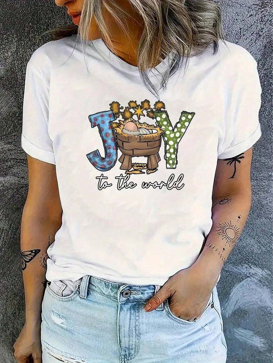 1 Piece Of Raggedy Ann & Andy Women's Plus Size Graphic Print T-Shirt, Casual Short Sleeve Crew Neck Tee, Medium Stretch Fabric, All-Season Comfort, Fashionable Summer Top, 180g 100% Cotton, Designs Are Fully Printed. Unisex. - 白色 4 - 查看 1