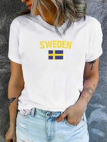 Camiseta Deportiva Casual Versátil para Mujer con Estampado de Fútbol de la Copa Europea - Blanco - Ver 6