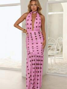 Sleeveless French Floral Lace-Up Dress 2026 - 粉色 - 查看 6