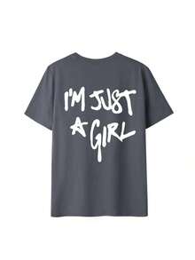 Camiseta de mujer de estilo casual de calle con estampado gráfico de letras de cuello redondo, camiseta gráfica de uso diario para mujer en verano playeras de mujer algodon - Estilo VI - Ver 4