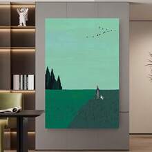 Enmarcado lienzo enmarcado con estampado artístico: granjero y pájaros volando. Decoración moderna para el hogar, la oficina, el aula o la cafetería. Regalo perfecto para fiestas, Pascua, el Día de la Madre y graduaciones. Decoración con motivos de aves. - Enmarcado - Ver 3