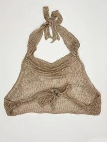 Mejors 女士性感可爱 Y2K 风格闪亮透视轻盈天鹅绒吊带金属针织露脐背心，修身针织吊带背心，适合春夏外出、约会、度假、乡村音乐节、夜店等场合。 - 金色 - 查看 9