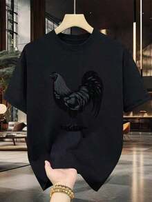 Men's 100% Cotton T-Shirt - Short Sleeve, Crew Neck, Digital Print, Comfortable For All Seasons, Machine Washable, Ideal For Everyday Wear, Crew Neck, Circular Design, Casual Summer T-Shirt Muscle Freaks Rooster Style Chicken Spanish Y2k T-Shirt Shirt - 黑色 - 查看 7