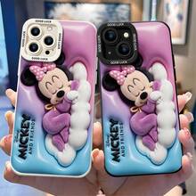 Disney Minnie Mouse Phone Case, Sleeping Minnie Protective Cover. Compatible With IPhone 17, 16, 15, 14, 13, 12, 11 Pro Series And Galaxy S22, S23, S24, S25 Models, Featuring Plush-Style Minnie Mouse Sleeping On A Cloud Against A Pink-To-Blue Gradient Background With "Mickey And Friends" Text, Perfect For Cozy Disney Fans, Ideal For Birthdays, Holidays, Anniversaries, Graduation Gifts, Or Any Special Occasion To Surprise Family, Friends, Classmates, And Loved Ones. - trắng - Xem 3