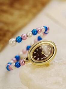 Jam Tangan Quartz Model Gelang Wanita, Desain Vintage Modis dan Menawan, Cocok untuk Pemakaian Sehari-hari, Pilihan Terbaik untuk Hadiah Ulang Tahun/Wisuda - MultiWarna - View 2