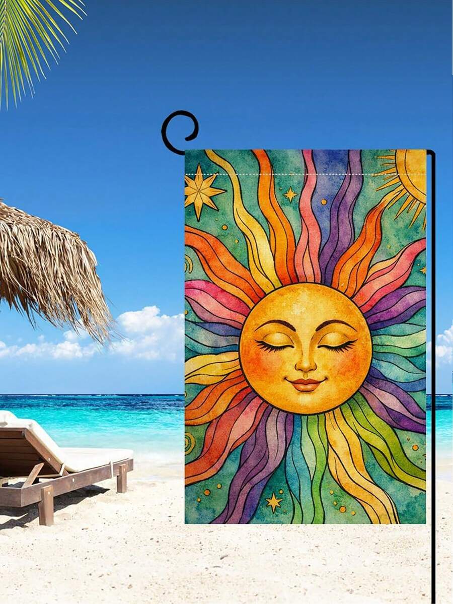 1 pièce Drapeau de jardin d'été Sunshine 12x18 pouces, double face vertical, bienvenue, style ferme, décorations extérieures pour vacances, en toile de jute - A - Voir 1