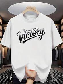 Camiseta de manga corta con estampado de letras para hombres de moda de verano - Blanco - Ver 8