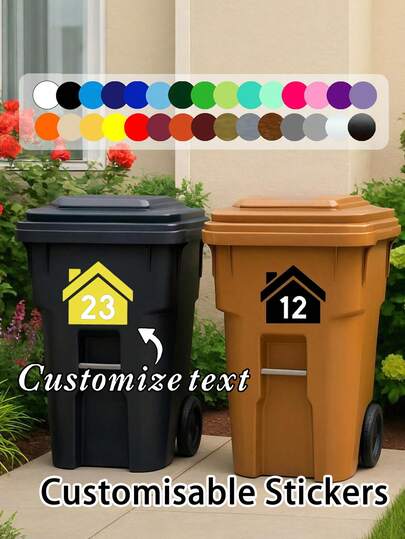 Trash Can Sticker Packs (1, 3, Or 5 Count): Customizable Labels, Mailbox Numbers, And Street Name Decals. Custom Street House Numbers And Bin Identification Stickers-Waterproof, Durable, Self-Adhesive, And Easy To Apply. Available In A Variety Of Colors; Suitable For Trash Cans, Mailboxes, Front Doors, Recycling Bins, And Street Names-Perfect For Outdoor Residential And Property Signage.