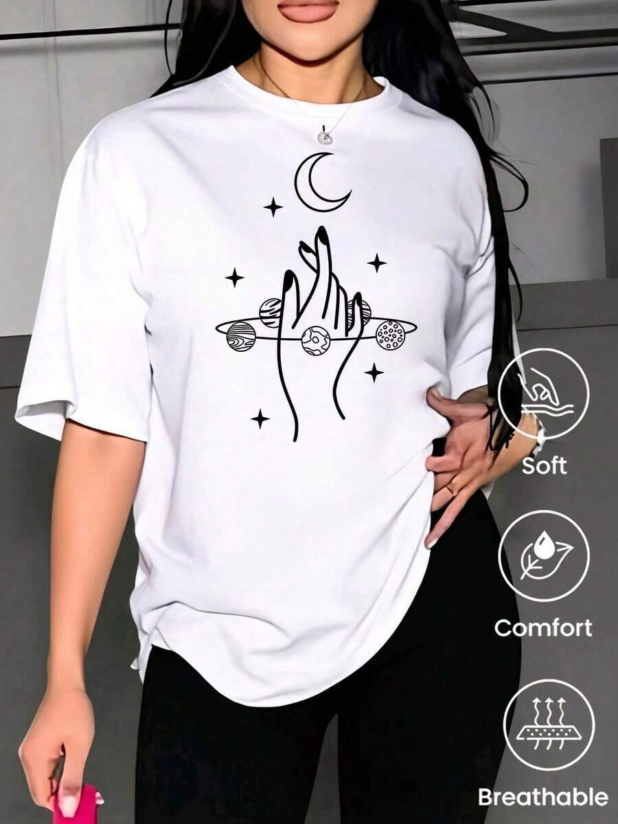 Camiseta de manga corta con cuello redondo para mujer, hecha de tela 100% algodón puro, transpirable y que no provoca sudoración, suave y lisa, con una sensación de calidad, adecuada para deportes y fitness, uso diario, vacaciones, oficina, escuela, fiestas y otras ocasiones diversas. - Blanco - Ver 1