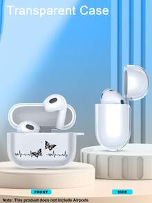 Họa tiết bướm đen với đường kẻ nhịp tim, chất liệu trong suốt, dùng cho ốp , tương thích với thế hệ thứ 4/3/2/1. - Trong sáng - Xem 3