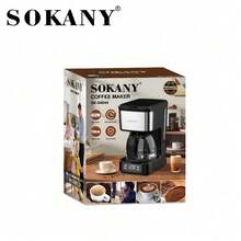 SOKANY 04044 Coffee/Tea Maker, 650W Efficient Heating, Metal Body, Pre-Soak Tech For Better Extraction, 750ml Capacity Serving 6, 24-Hour Timer For Fresh Morning Brew. Perfect For Dorms, Homes, And Offices. - Black - View 10