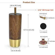 Bộ 4 chân bàn ghế gỗ kích thước 3 inch, 5 inch, 6 inch có nắp mạ vàng, dùng thay thế chân ghế sofa, chân bàn ghế dài, tủ, kệ tivi, chân giường. - màu nâu - Xem 10