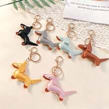 1pc Cute Cartoon Dachshund Dog Leather Keychain, Bag Charm Decor Car Accessories Halloween Accessories Teachers Day Christmas Gift Ideas Bag Accessories Lanyards With Id Holder Car Accessories Bag Charms Car Accessories Friend Sister - Multicolor - View 1