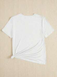 Camisetas Casuales Premium Unisex Bonitas, Camiseta de Manga Corta Casual Ajustada para Mujer , con Estampado de Letras, Camiseta de Verano a la Moda con Letras - Blanco - Ver 2