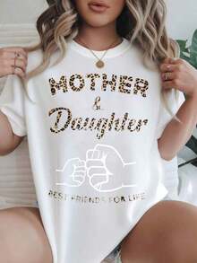 Madre e hija, mejores amigas de por vida. Camiseta casual con estampado a la moda para mujer, adecuada para todas las estaciones.  
 -Blanco - Blanco - Ver 1