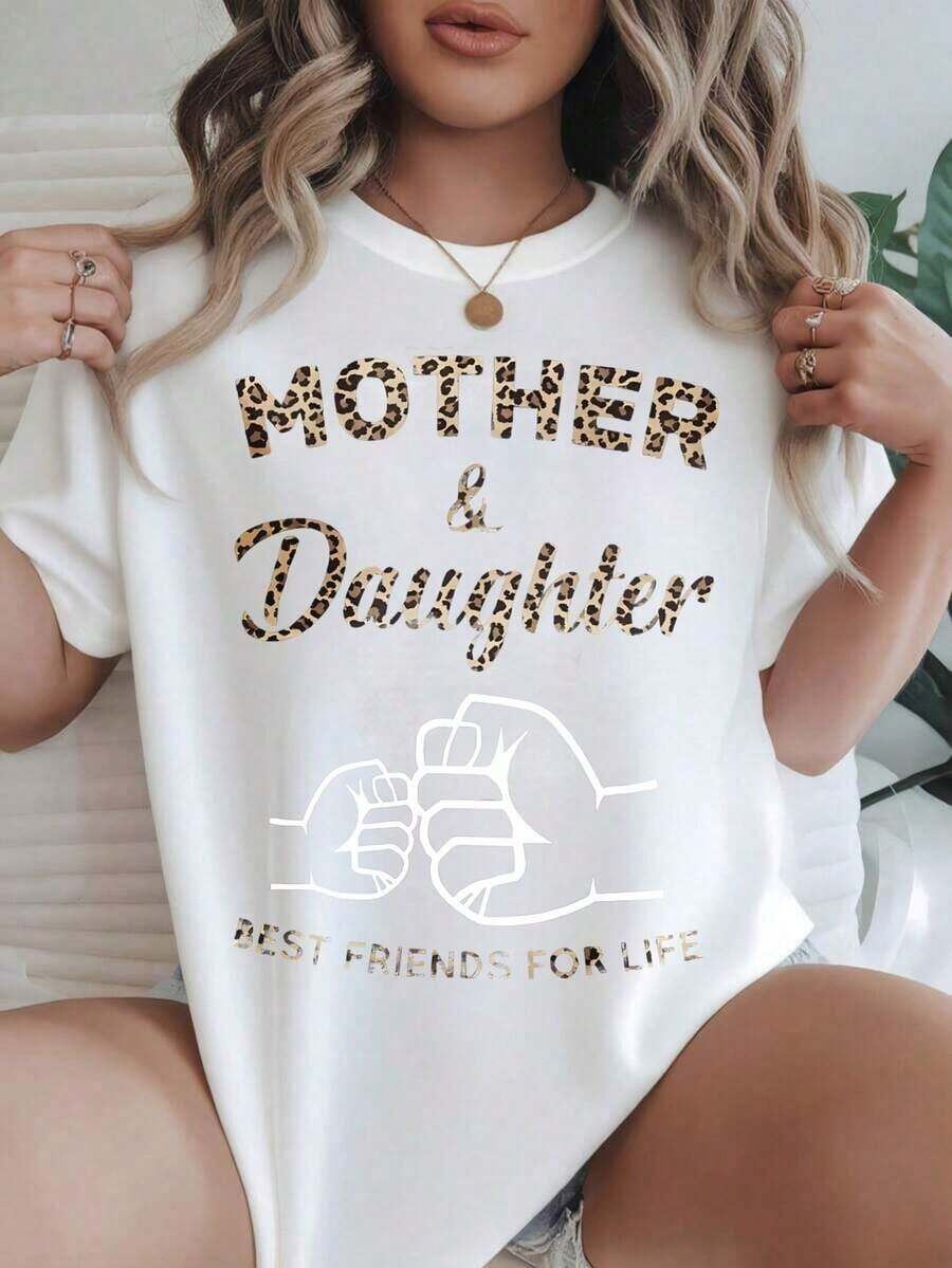 Madre e hija, mejores amigas de por vida. Camiseta casual con estampado a la moda para mujer, adecuada para todas las estaciones.
-Blanco - Blanco - Ver 1